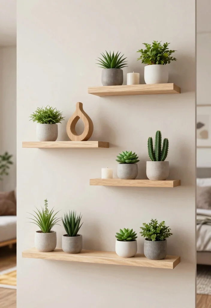 13 Cozy Bedroom Shelf Decor Ideas Wall Shelves 1. Floating Shelves with Plants 0