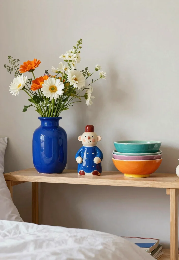 13 Cozy Bedroom Shelf Decor Ideas Wall Shelves 10. Colorful Ceramic Accents 0