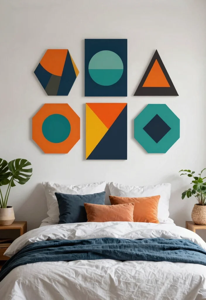 13 Dreamy Bedroom Wall Art Ideas Above Bed 10. Geometric Wall Art 0