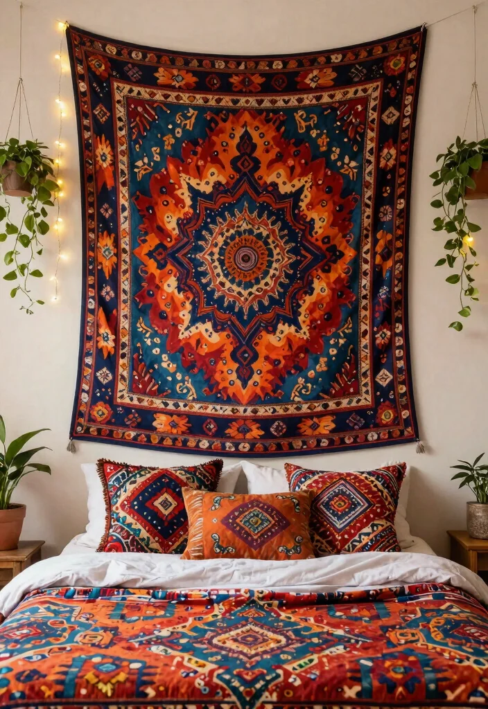 13 Dreamy Bedroom Wall Art Ideas Above Bed 11. Bohemian Tapestry 0