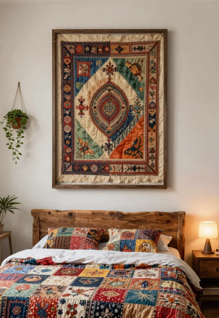 13 Dreamy Bedroom Wall Art Ideas Above Bed 3. Framed Textile Art 0