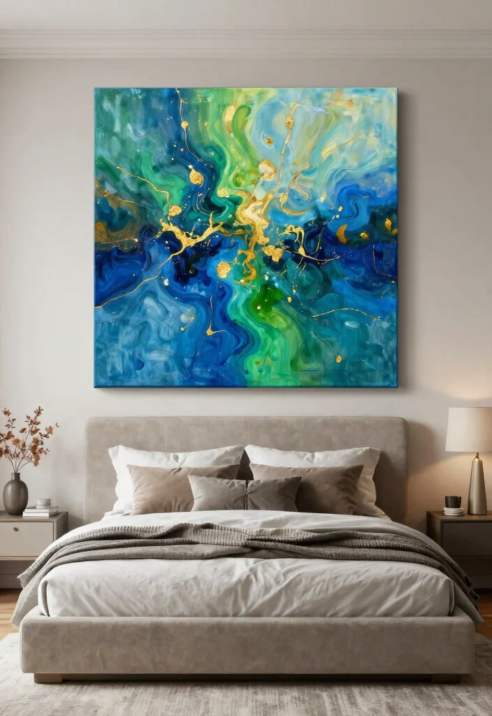 13 Dreamy Bedroom Wall Art Ideas Above Bed 4. Oversized Canvas Art 0