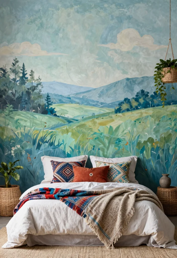 13 Dreamy Bedroom Wall Art Ideas Above Bed 8. Artistic Mural 0