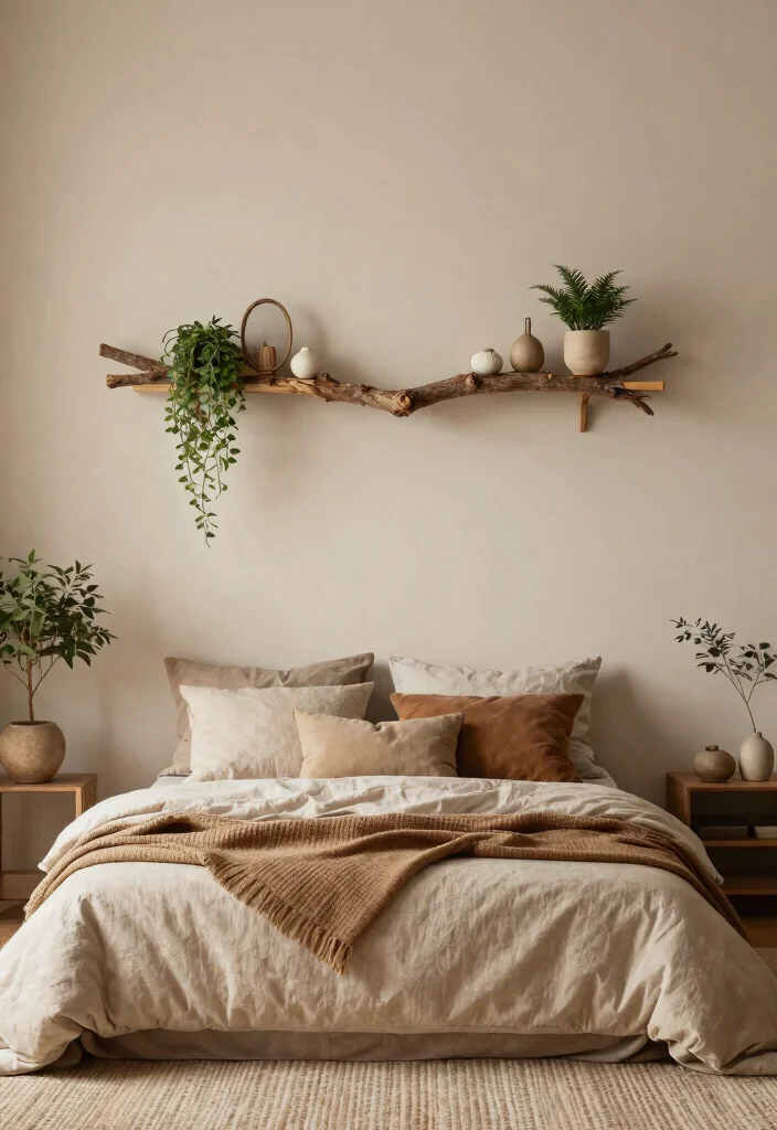 13 Dreamy Bedroom Wall Shelf Ideas Above Bed 10. Whimsical Branch Shelf 0