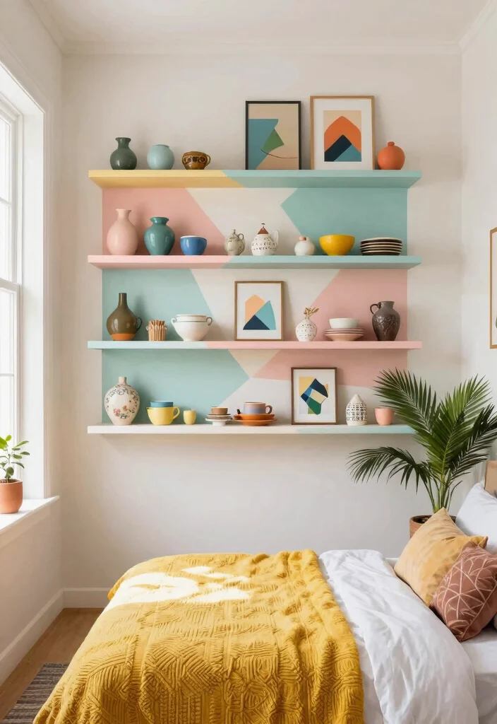 13 Dreamy Bedroom Wall Shelf Ideas Above Bed 3. Artistic Displays with Decorative Shelves 0