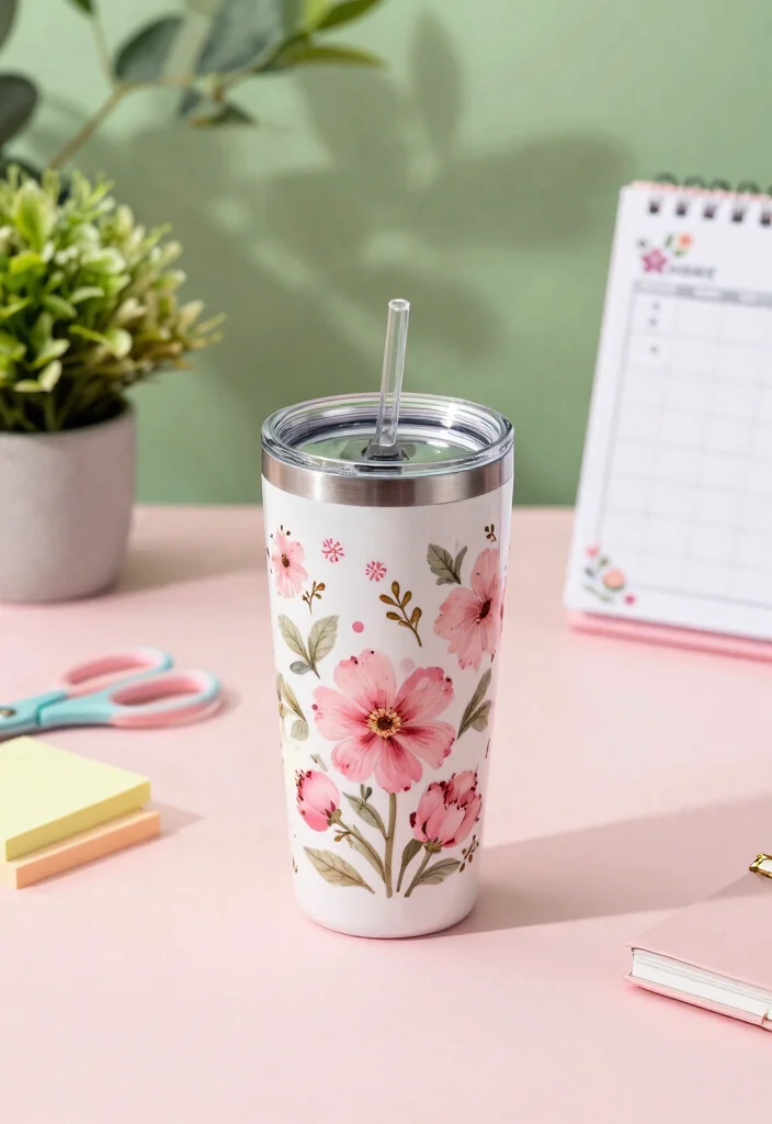 13 Dreamy Pink Tumbler Ideas Girly Aesthetic 2. Floral Fantasy Tumblers 0