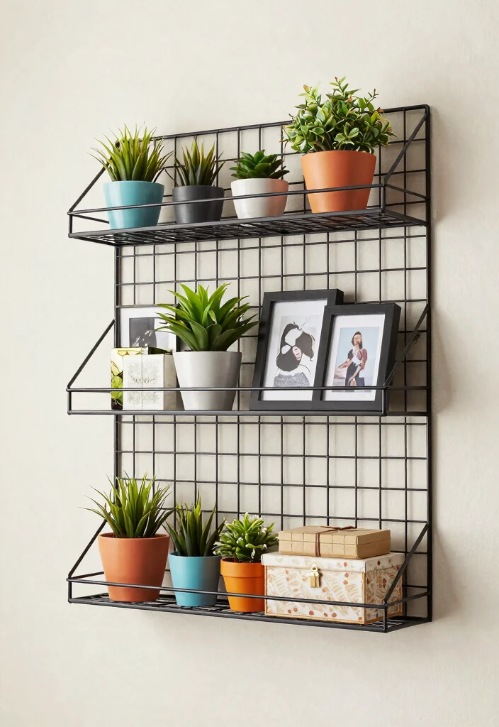 13 Genius DIY Wall Shelf Ideas on a Tiny Budget 13 13 Genius DIY Wall Shelf Ideas on a Tiny Budget 13. Wire Mesh Wall Shelf 0