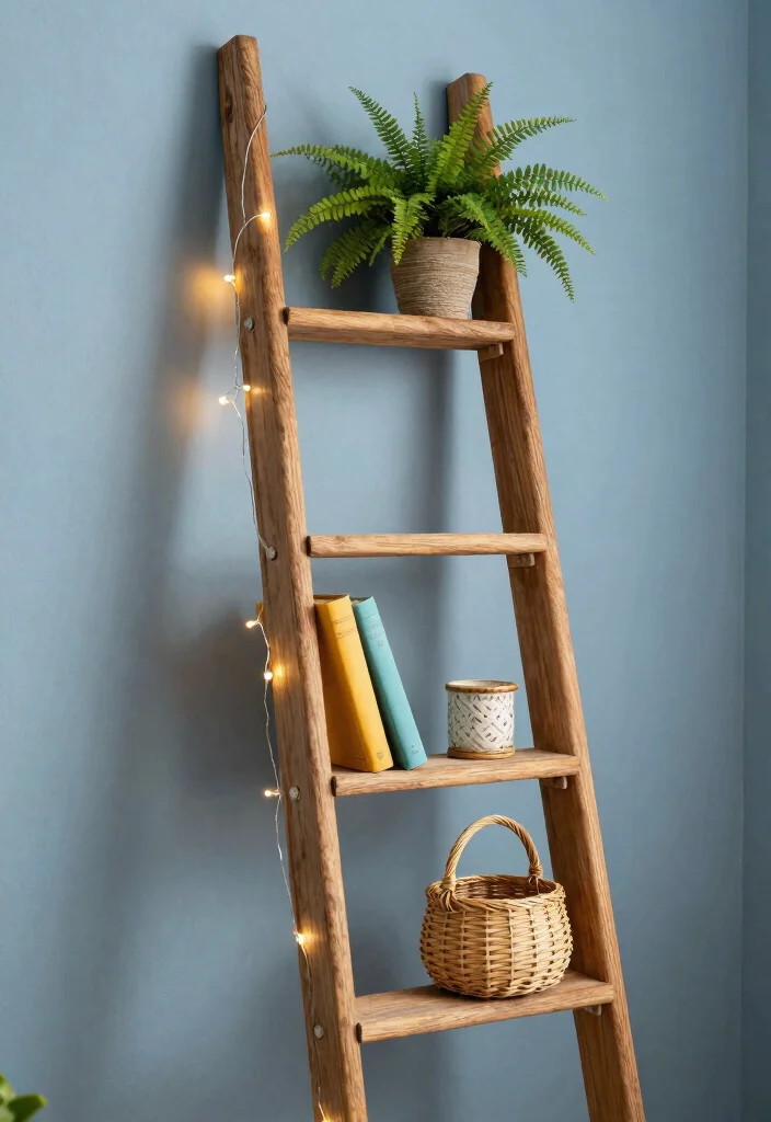 13 Genius DIY Wall Shelf Ideas on a Tiny Budget 2 13 Genius DIY Wall Shelf Ideas on a Tiny Budget 2. Ladders for Vertical Storage 0