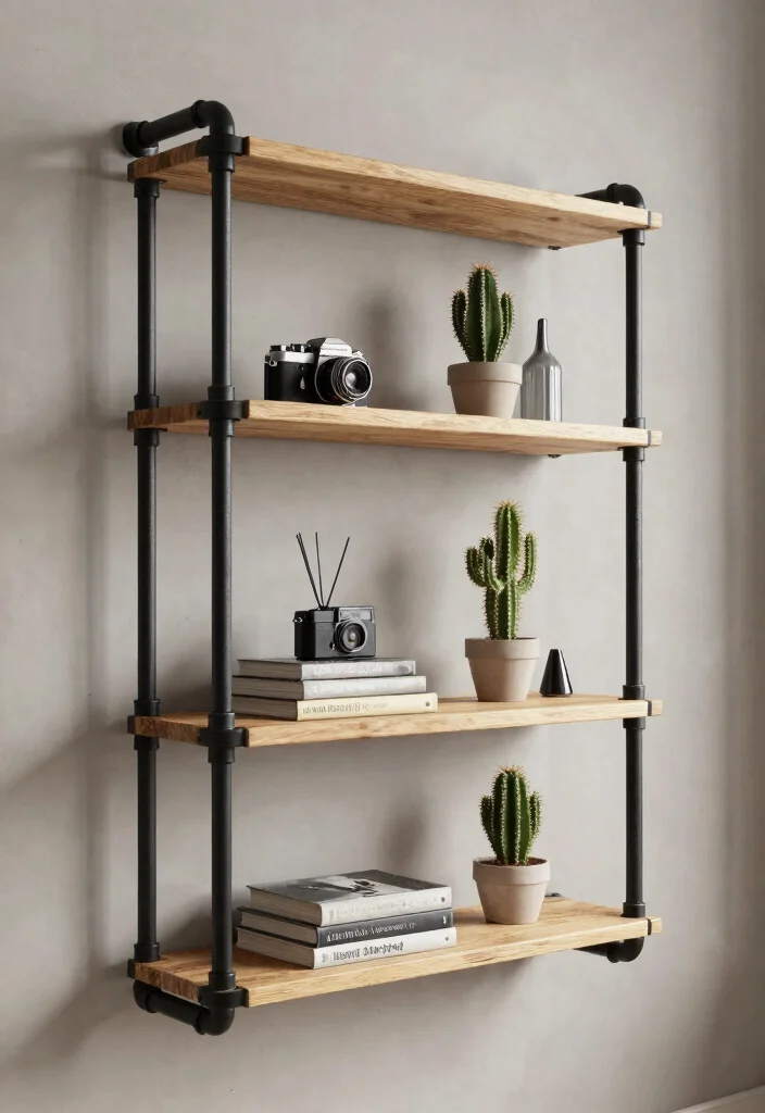13 Genius DIY Wall Shelf Ideas on a Tiny Budget 5 13 Genius DIY Wall Shelf Ideas on a Tiny Budget 5. Unique Pipe Shelves 0