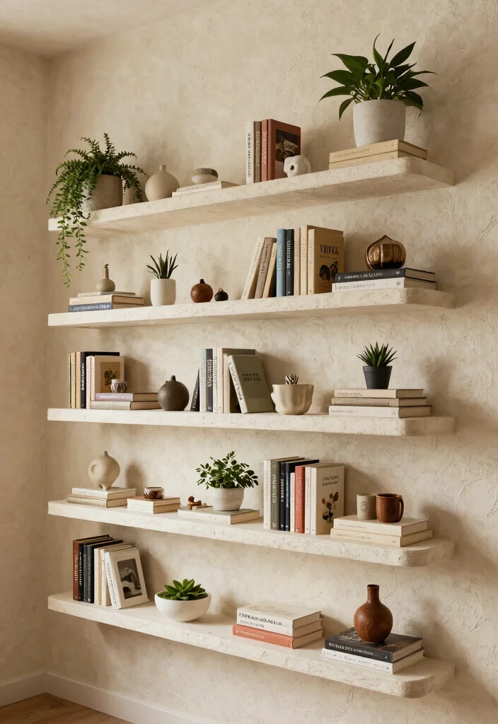 13 Modern Textured Wall Art Ideas Plaster Hacks 8. Textured Plaster Shelves 0