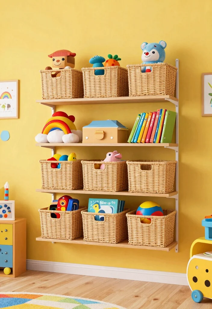 13 Perfect Small Wall Shelf Ideas for Tiny Apartments 12. Wall Mounted Storage Baskets for Organized Charm 0