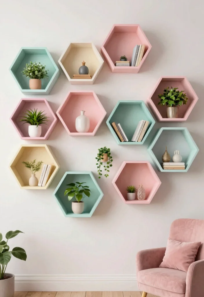 13 Perfect Small Wall Shelf Ideas for Tiny Apartments 9. Hexagon Shelves for a Geometric Touch 0