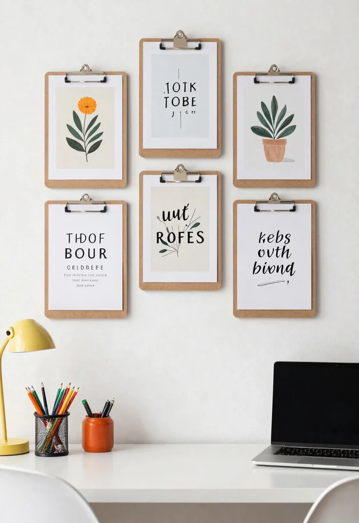 13 Productive Office Wall Art Ideas for Remote Work 11. Functional Art Clipboards and Dry Erase Boards 0