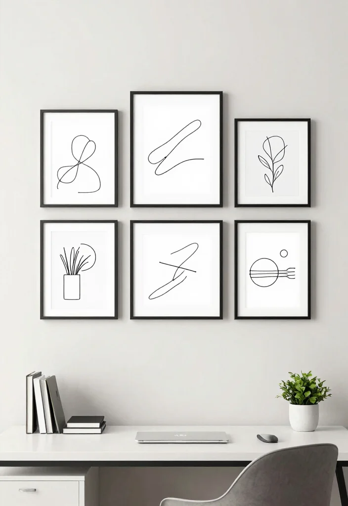 13 Productive Office Wall Art Ideas for Remote Work 5. Minimalist Line Art 0