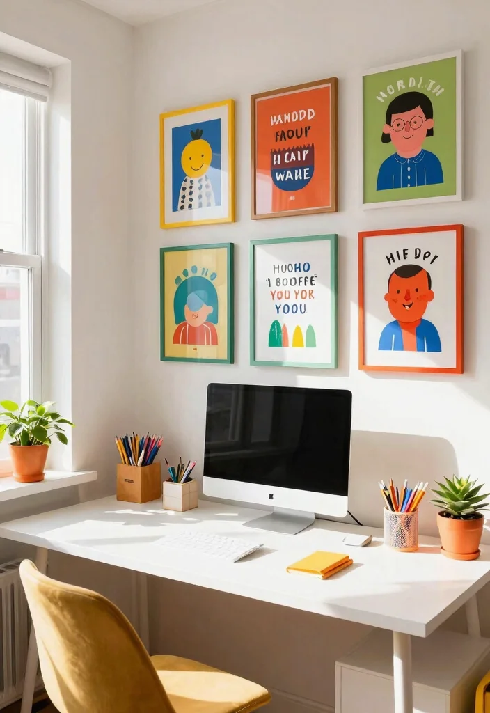 13 Productive Office Wall Art Ideas for Remote Work 6. Whimsical Art to Brighten Your Day 0