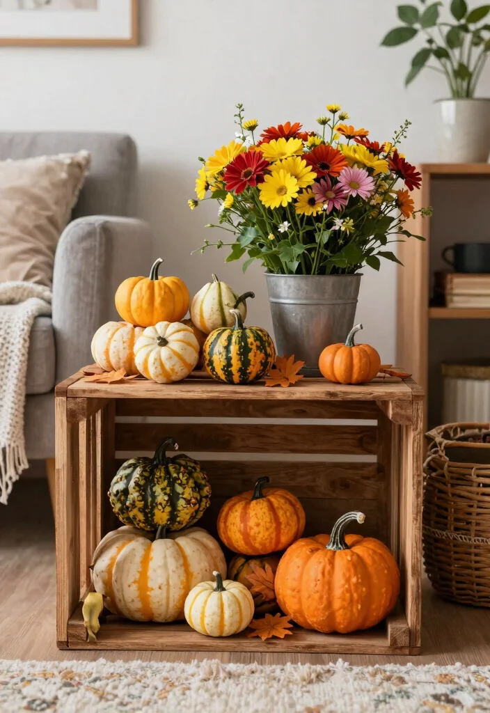 13 Rustic Wood Crate Shelves on Wall Shelf Ideas 11. Seasonal Crate Decor 0