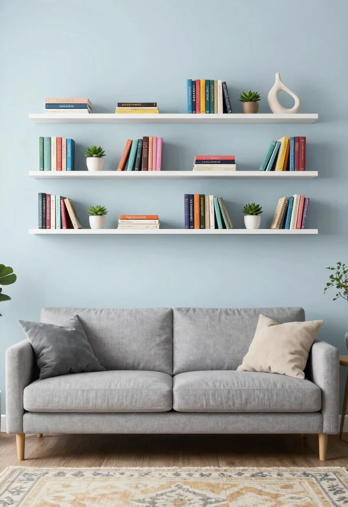 13 Sleek Wall Mounted Bookcase Ideas for Small Rooms 1. Floating Shelf Elegance 0