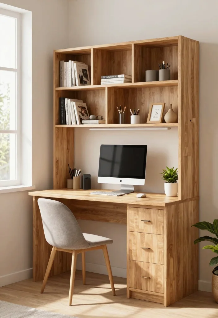 13 Sleek Wall Mounted Bookcase Ideas for Small Rooms 5. Integrated Desk and Shelf Combo 0