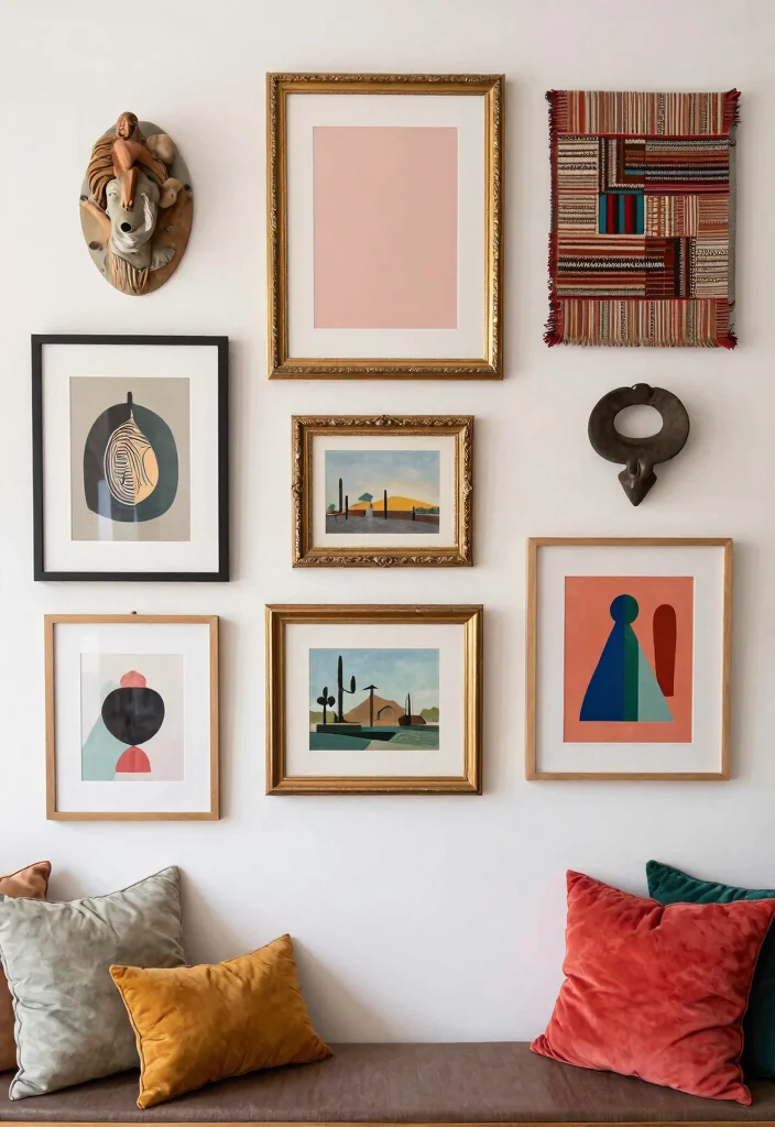 13 Smart Wall Art Arrangement Ideas Gallery Layouts 6. The Mix and Match 0