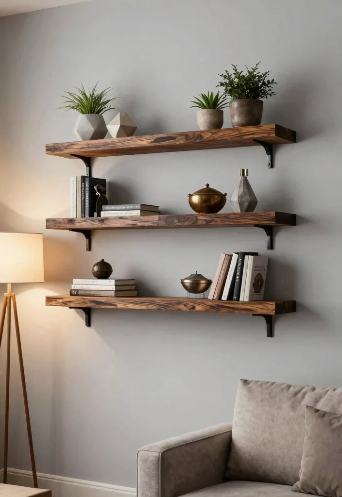 13 Warm Wooden Wall Shelf Ideas Rustic Farmhouse 1. Floating Reclaimed Wood Shelves 0