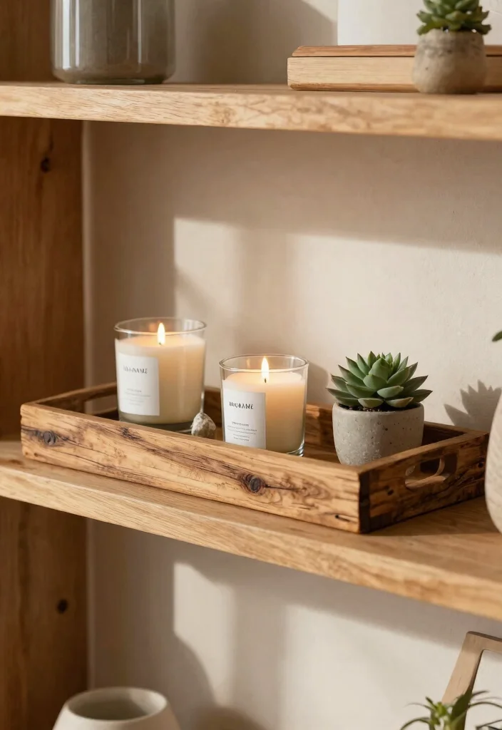 13 Warm Wooden Wall Shelf Ideas Rustic Farmhouse 10. Rustic Tray on a Shelf 0