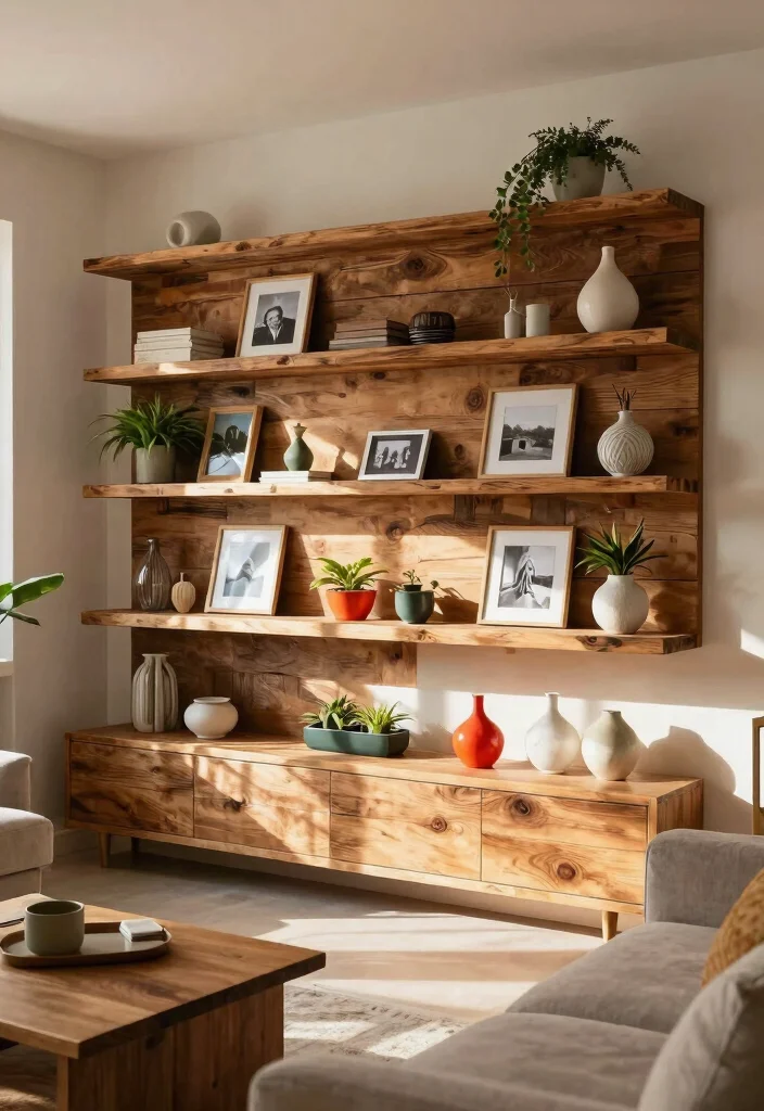 13 Warm Wooden Wall Shelf Ideas Rustic Farmhouse 6. Multi Level Shelf Designs 0