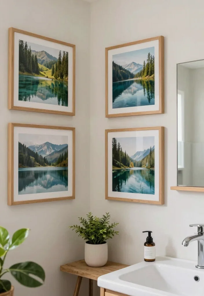 15 Aesthetic Bathroom Wall Art Ideas Budget Friendly 11. Nature Photography 0
