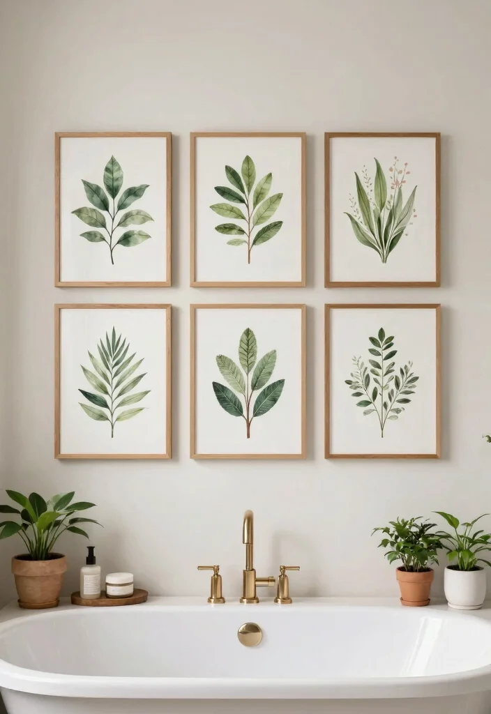 15 Aesthetic Bathroom Wall Art Ideas Budget Friendly 2. Botanical Illustrations 0
