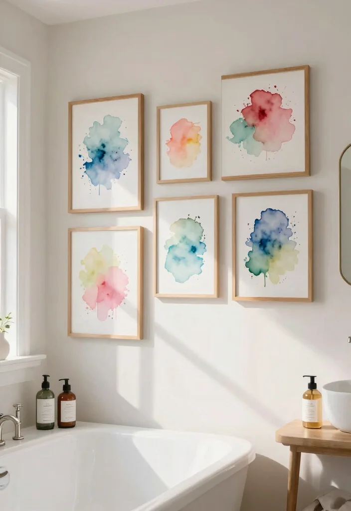 15 Aesthetic Bathroom Wall Art Ideas Budget Friendly 4. DIY Watercolor Art 0