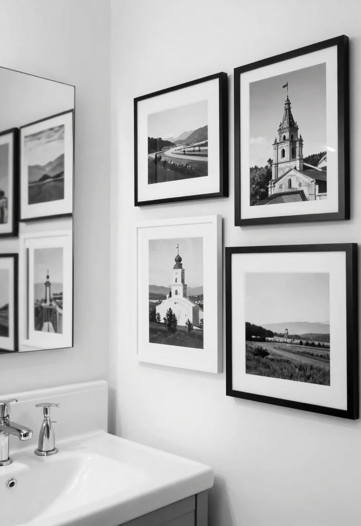 15 Aesthetic Bathroom Wall Art Ideas Budget Friendly 9. Monochrome Photography 0