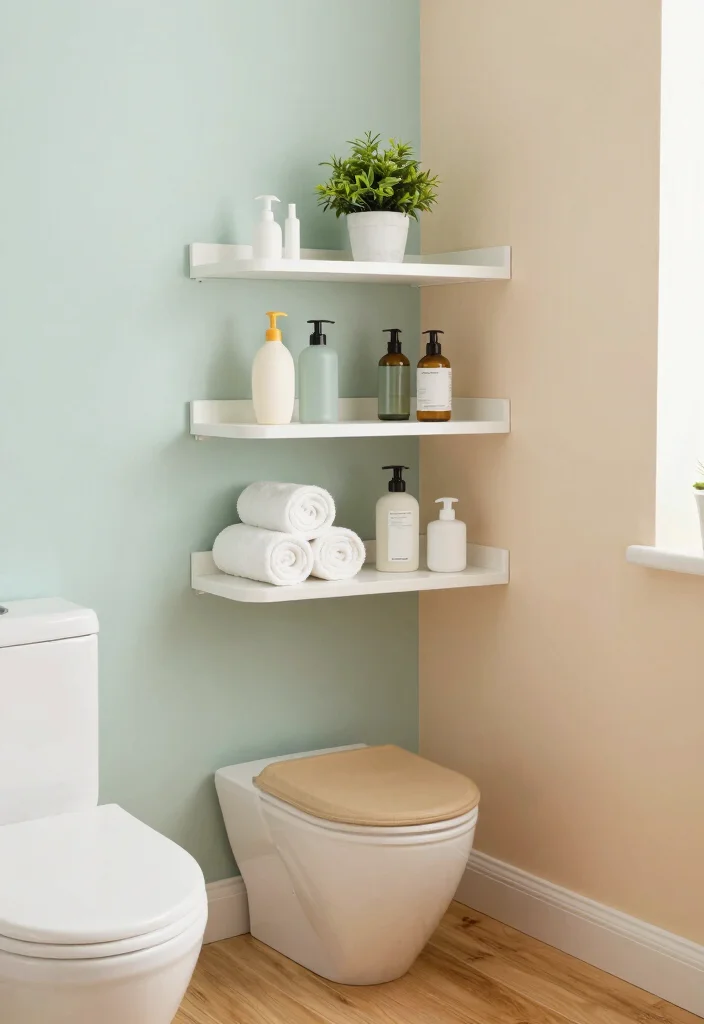 15 Bathroom Wall Shelf Ideas Above Toilet Save Space 6. Compact Corner Shelves 0