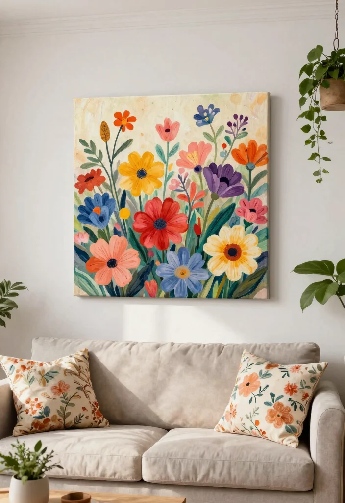 15 Beautiful Canvas Wall Art Ideas for a Chic Home 9. Floral Fantasies 0