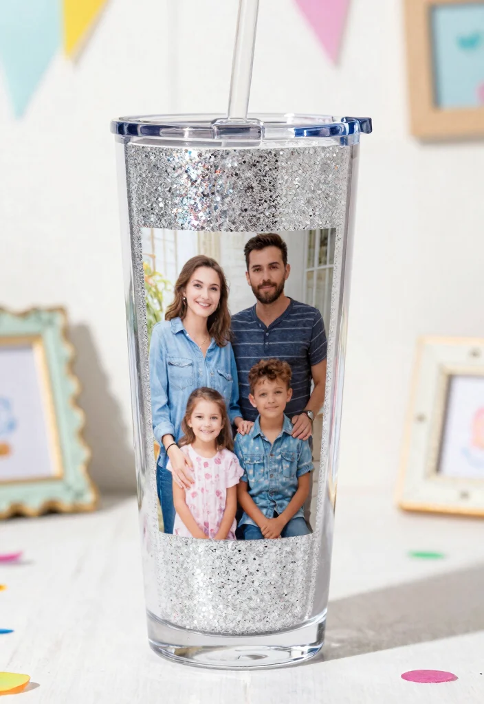 15 Beautiful Glitter Tumbler Ideas Ultimate Guide 3. Personalized Photo Glitter Tumbler 0