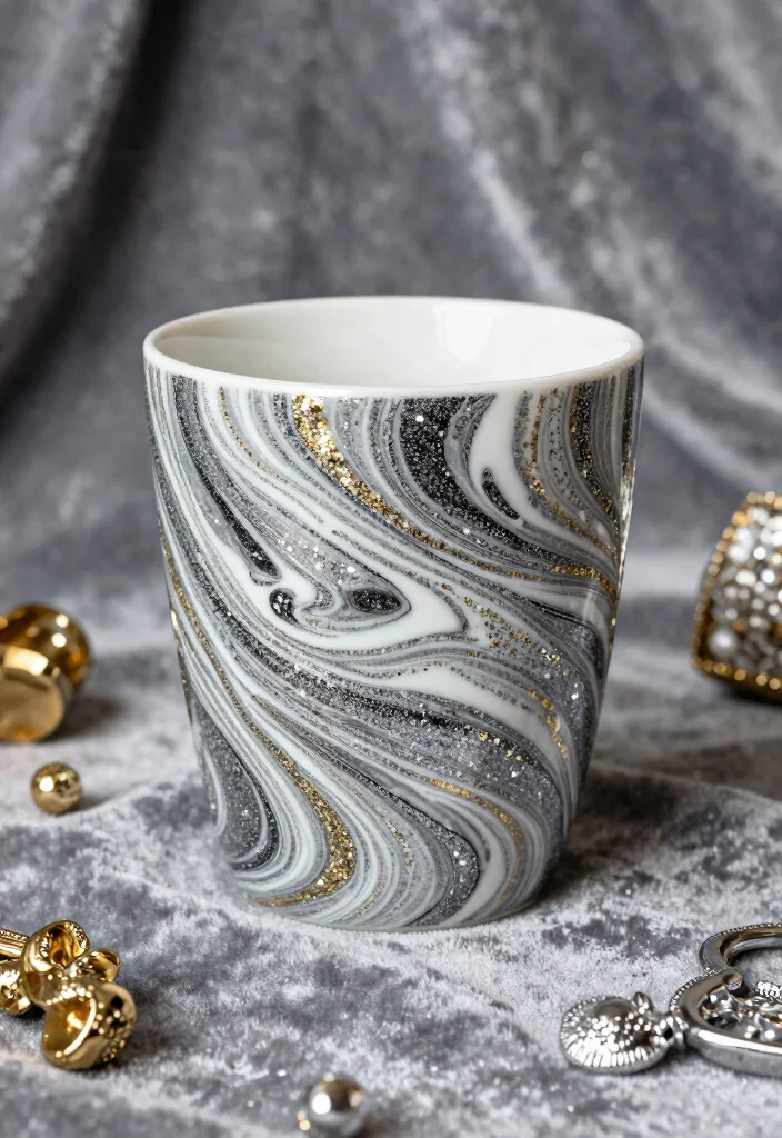15 Beautiful Glitter Tumbler Ideas Ultimate Guide 4. Glitter Marble Effect 0