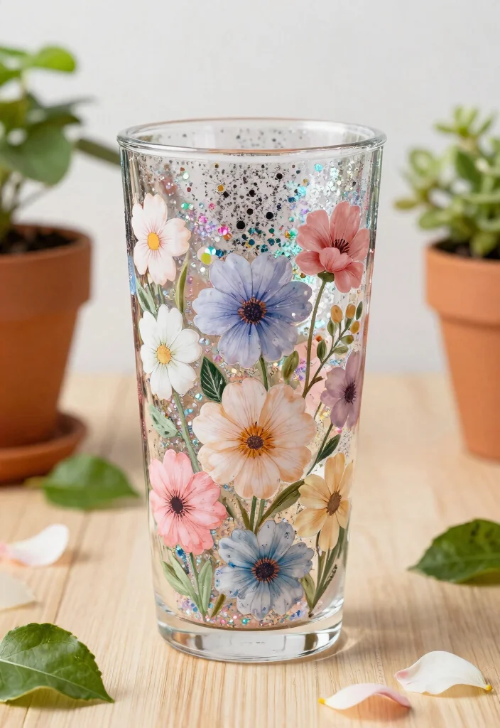 15 Beautiful Glitter Tumbler Ideas Ultimate Guide 7. Floral Glitter Tumbler 0