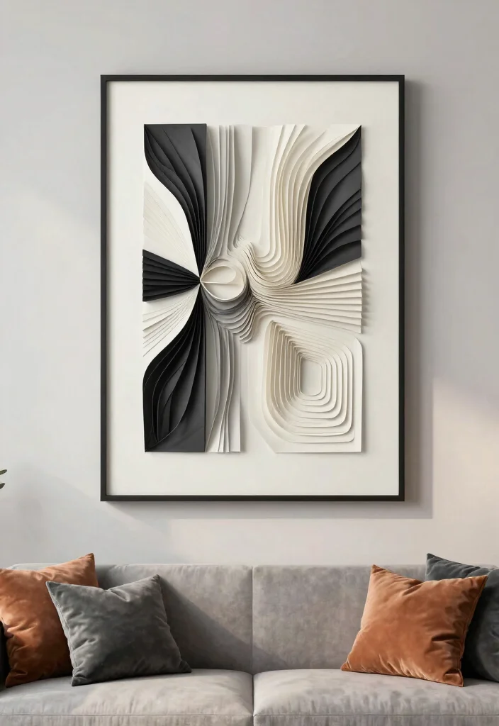 15 Beautiful Living Room Wall Art Ideas Designer Look 10. Abstract Paper Art 0