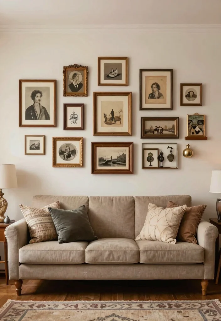 15 Beautiful Living Room Wall Art Ideas Designer Look 11. Repurposed Thrift Store Finds 0