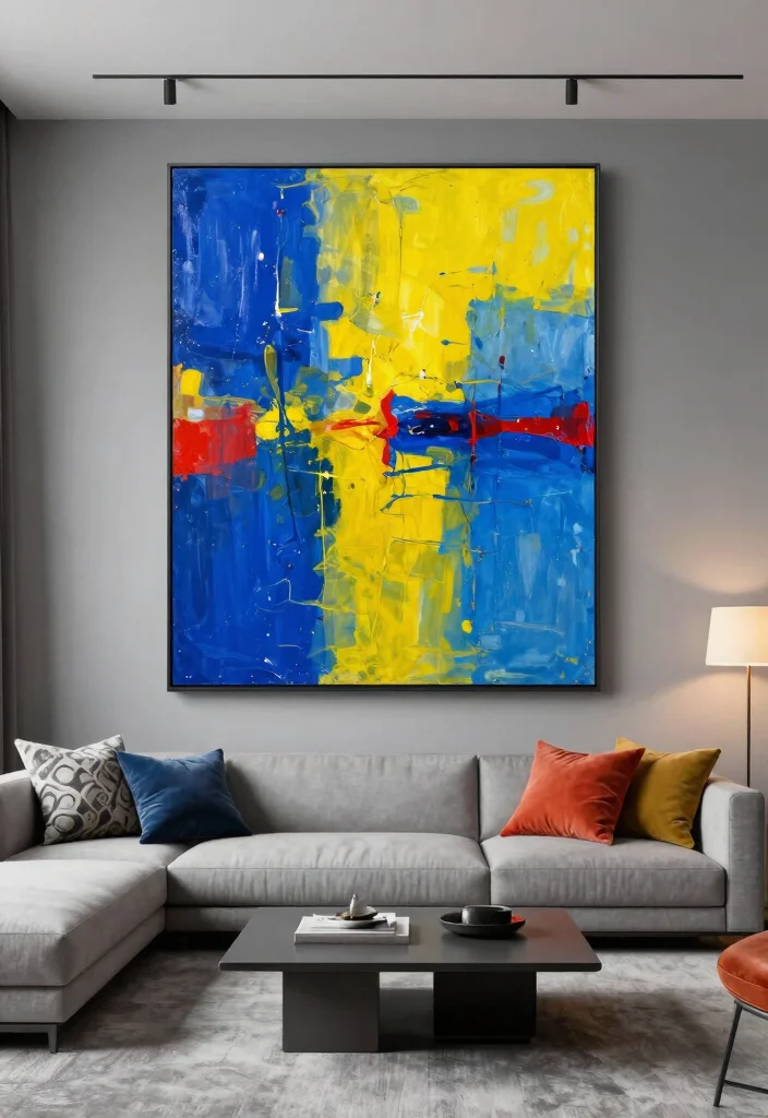 15 Beautiful Living Room Wall Art Ideas Designer Look 2. Statement Canvas Art 0