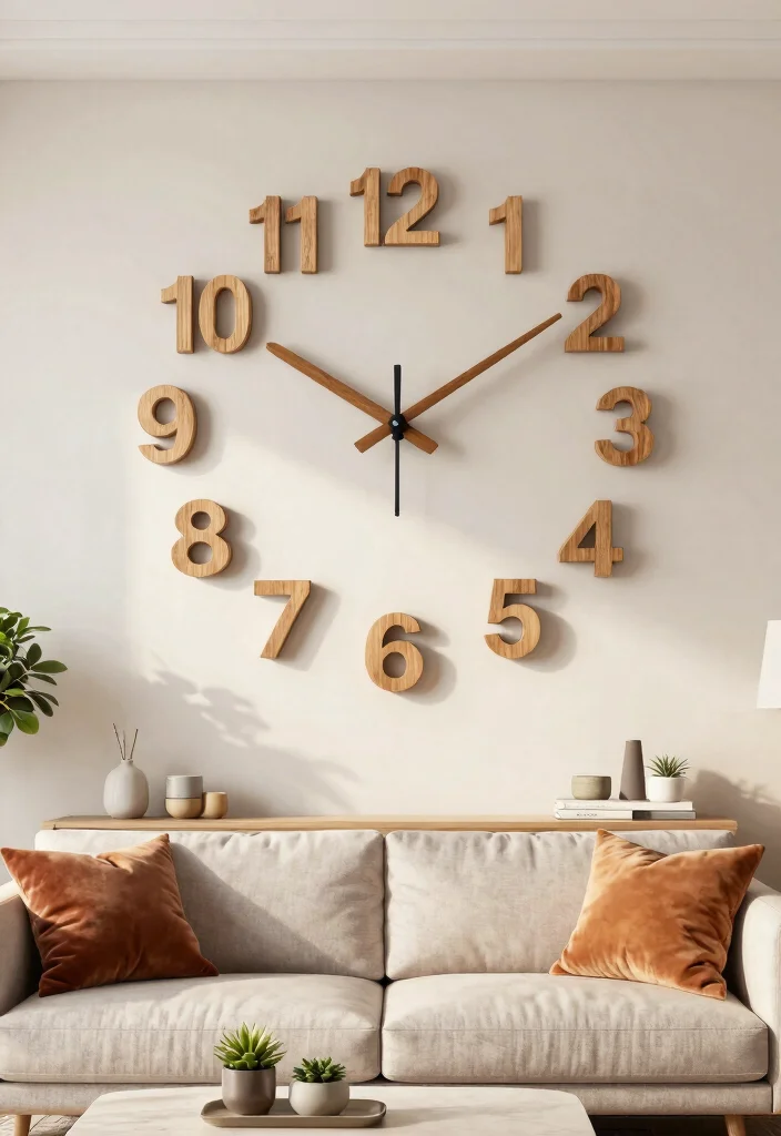 15 Beautiful Living Room Wall Art Ideas Designer Look 6. Large Wall Clock Art 0