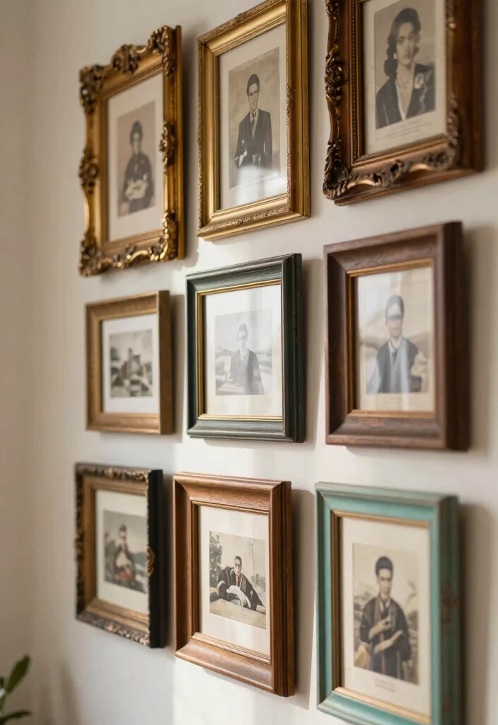 15 Charming Vintage Wall Art Ideas Thrifted Decor 1. Layered Vintage Frames 0
