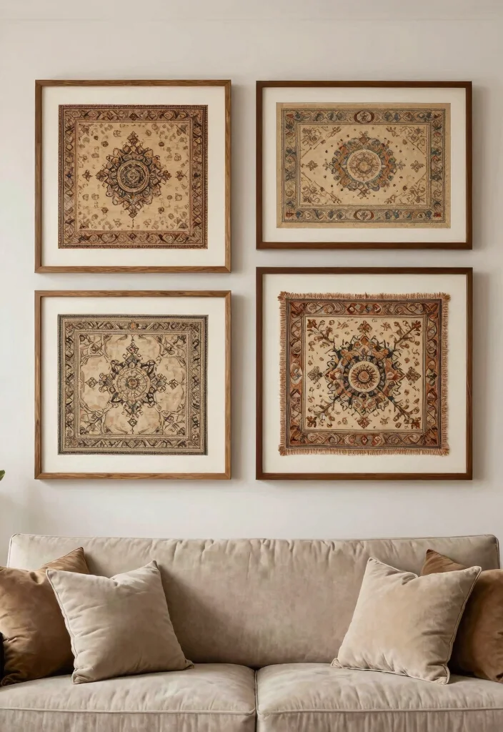 15 Charming Vintage Wall Art Ideas Thrifted Decor 11. Framed Vintage Textiles 0
