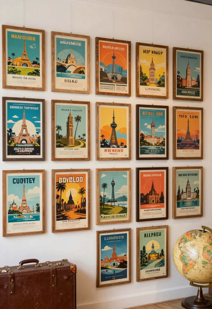 15 Charming Vintage Wall Art Ideas Thrifted Decor 3. Vintage Travel Posters 0