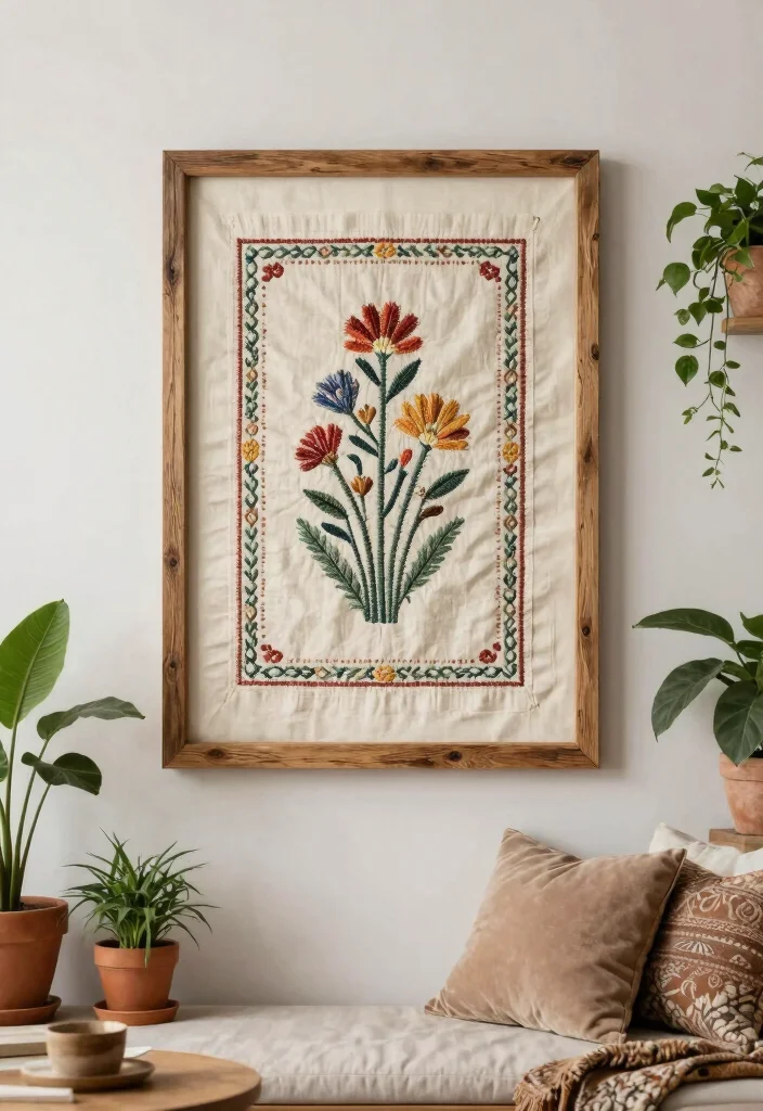 15 Chic Abstract Wall Art Ideas for Modern Homes 12. Framed Fabric Art 0