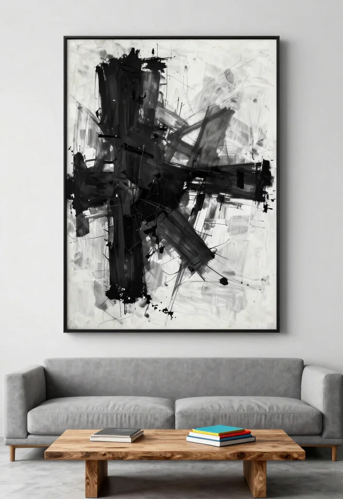 15 Chic Abstract Wall Art Ideas for Modern Homes 3. Monochrome Magic 0
