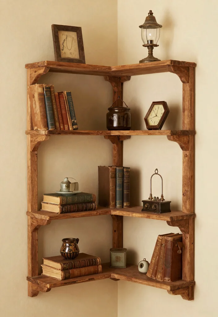15 Clever Corner Wall Shelf Ideas for Awkward Spaces 9. Vintage Corner Shelves 0