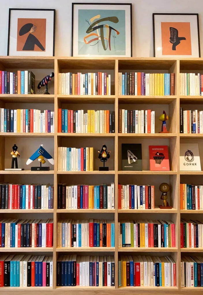 15 Cozy Book Shelf Wall Ideas for a Home Library 11. Artistic Display 0