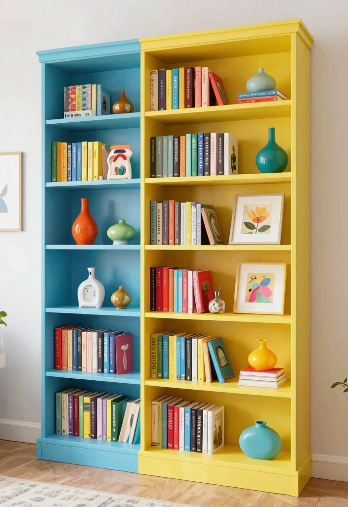 15 Cozy Book Shelf Wall Ideas for a Home Library 6. Colorful Bookshelf Styling 0