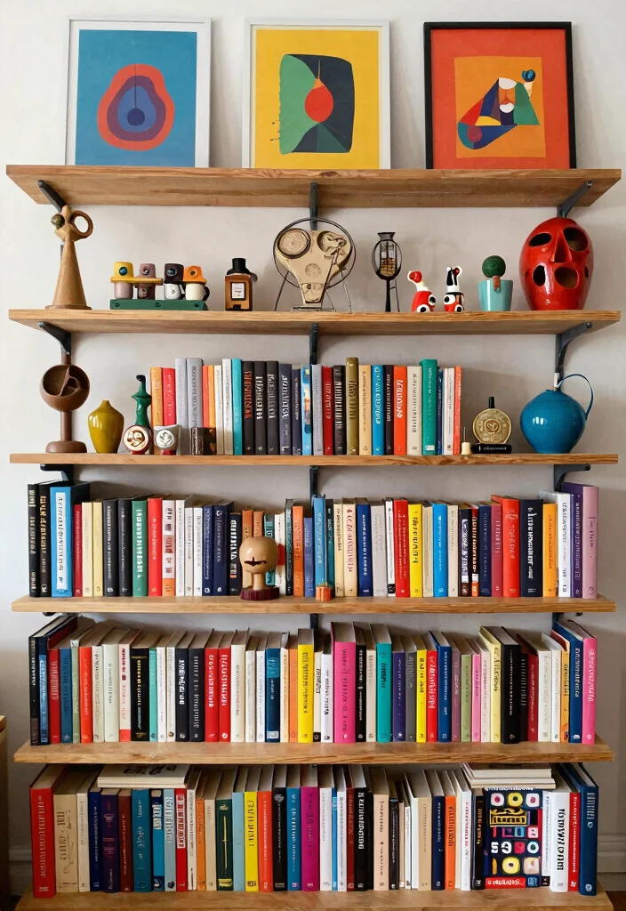 15 Cozy Book Shelf Wall Ideas for a Home Library 8. Eclectic Mix 0