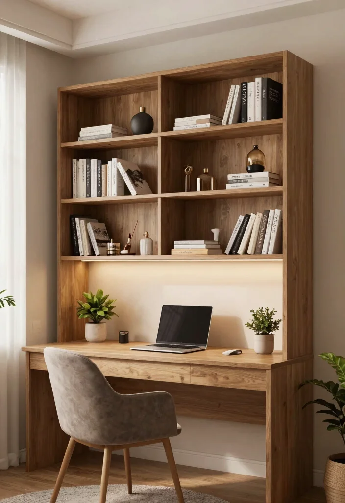 15 Cozy Book Shelf Wall Ideas for a Home Library 9. Integrated Desk Space 0