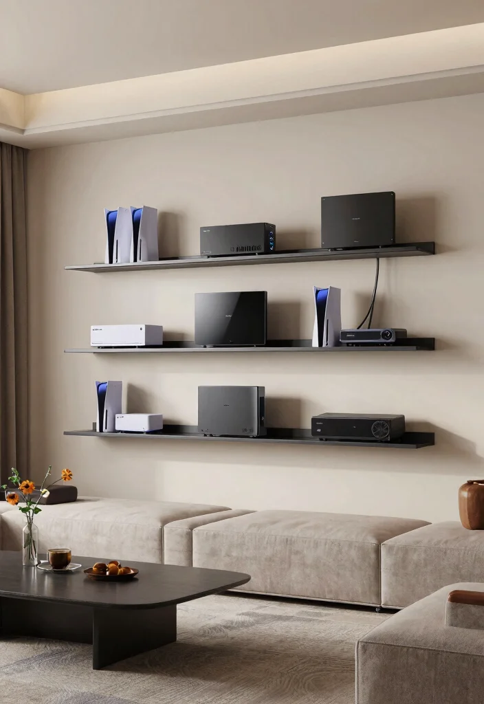 15 Custom In Wall Shelf Ideas Built In Niches 10. Stylish Storage for Electronics 0